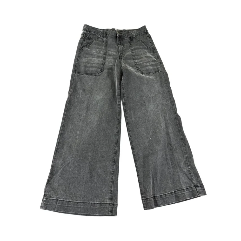 Time and Tru Size 6 High Rise Wide Leg Black Wash Cropped Jeans - Picture 6 of 6